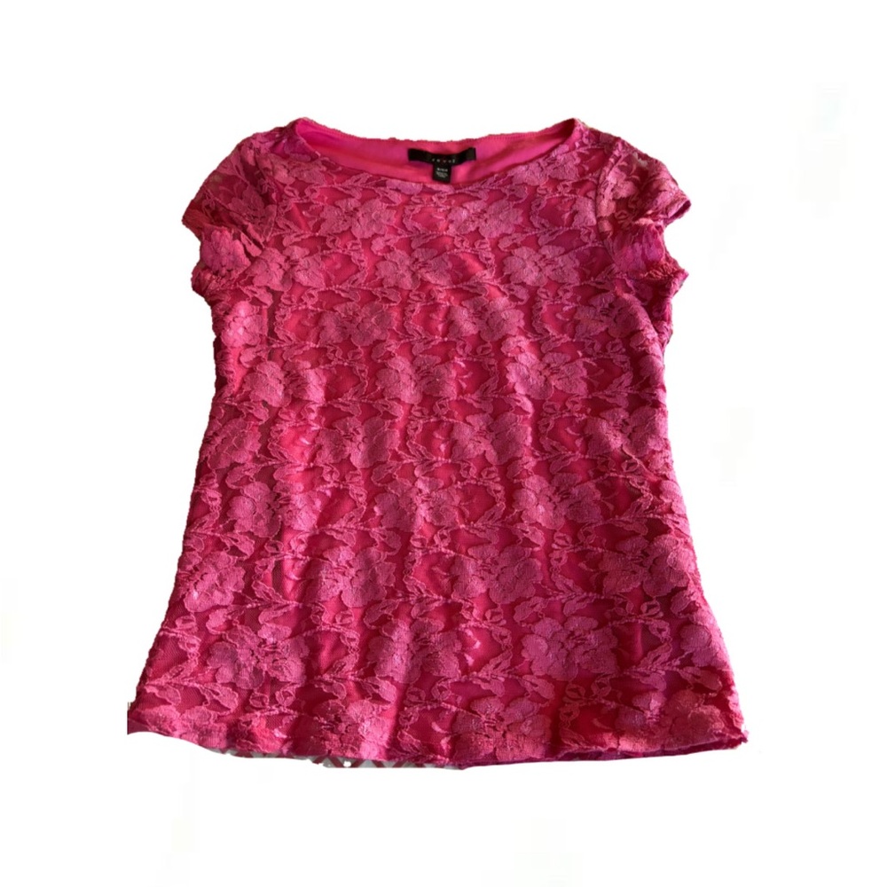 Fever Pink Lace Short Sleeve Tee